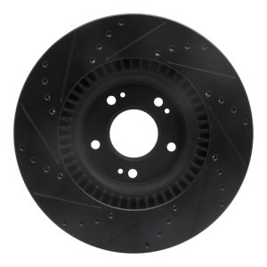 Hyundai Genesis Sedan Brake Rotor (1) - Front Right - R1 Concepts - Drilled & Slotted - Black - `09-`11
